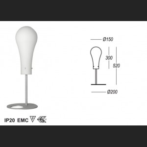 lak RAL 9006 struktura,Stínítko: sklo bílé, ručně foukané,1x max 60W E14,výška 520 mm